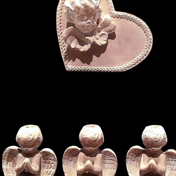 Candle Holder Set, Angel Home Decor, Set of 4 CandleHolders, Vintage Candle - Picture 4 of 14